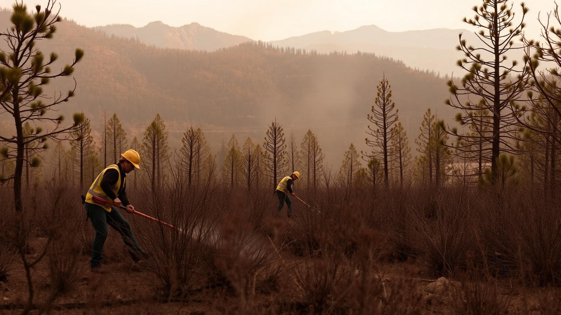 Cleared defensible space around a foothill home in Tuolumne County